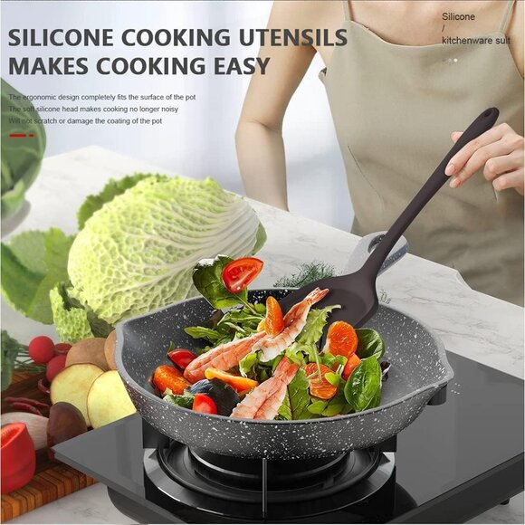 🆕 Silicone Heat Resistant Kitchen Utensils Spatula Turner Tongs Spoon Nonstick - Picture 7 of 9